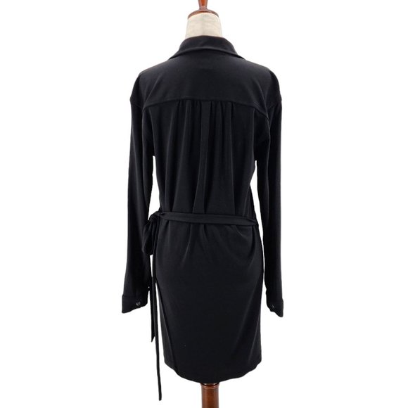 Diane Von Furstenberg Helena Dress Black V-neck Collared Wrap Dress Womens 4 - Picture 4 of 9